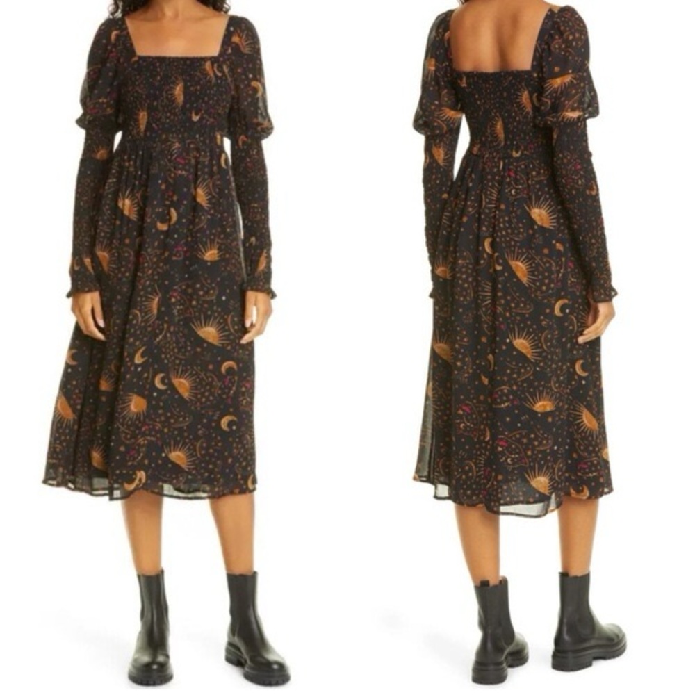Farm Rio size XL Leopard Sky midi dress celestial - Picture 3 of 10